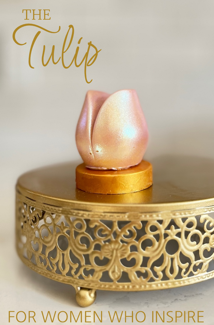 luxury white chocolate tulip filled with red wine gananche