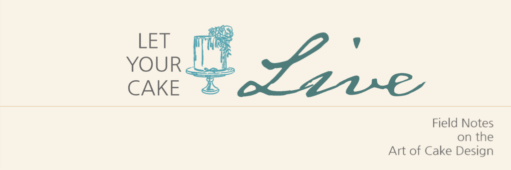 Simplified Let Your Cake Live logo with neutral background, reduced decoration, and emphasis on typography and cake illustration.